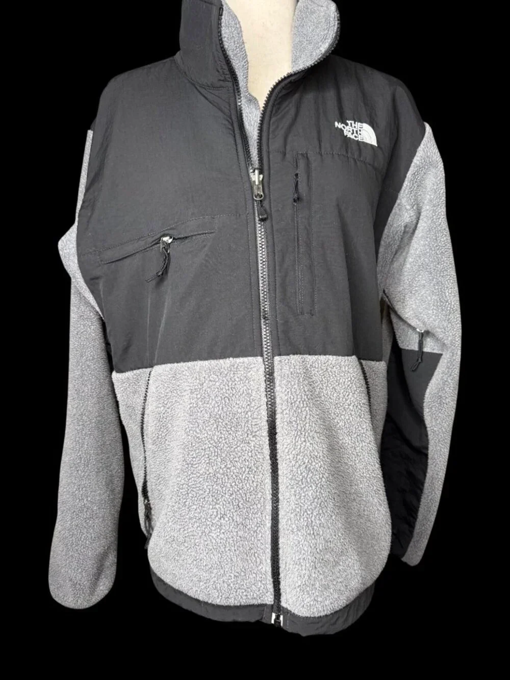 Vintage The North Face Denali Fleece Jacket Men M Full Zip Pockets Gray Polartec